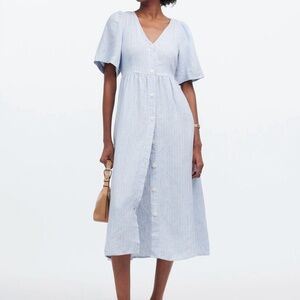 Madewell Cassie Button-Front Midi Dress in Linen